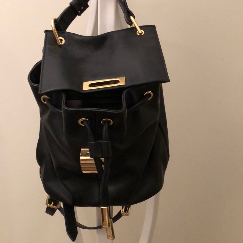 Black leather backpack